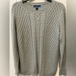 Karen Scott women’s gray shimmer cable knit sweater size M